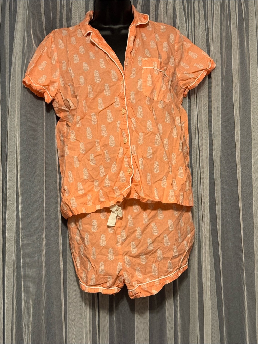J. Crew Coral Pineapple-Print Pajama Set